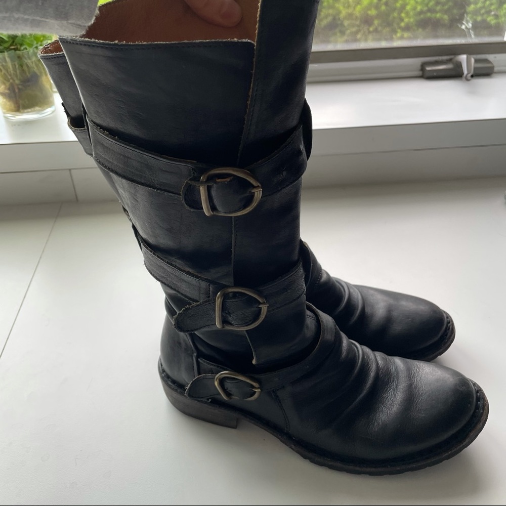 Fiorentini + Baker Leather Mid-Calf Moto Boots